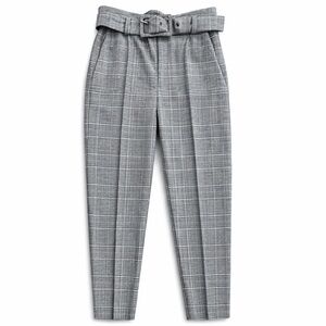 Zara Woman Bag style flat front blk wht checkered trouser pant NWT sz medium